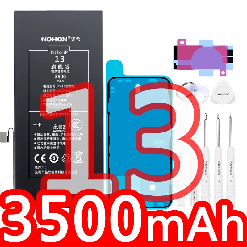 NOHON High Capacity Phone Battery for iPhone 15 Pro MAX 14 13 12 Pro 11 X XR XS 12Mini 13Pro SE SE2 SE3 Lithium Polymer Battery