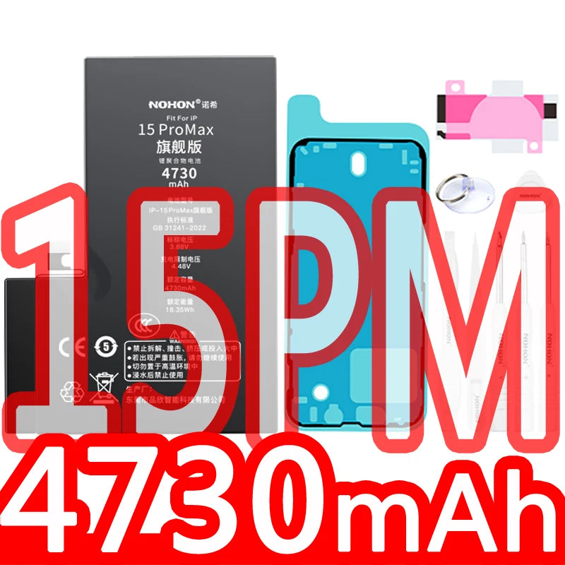 NOHON High Capacity Phone Battery for iPhone 15 Pro MAX 14 13 12 Pro 11 X XR XS 12Mini 13Pro SE SE2 SE3 Lithium Polymer Battery