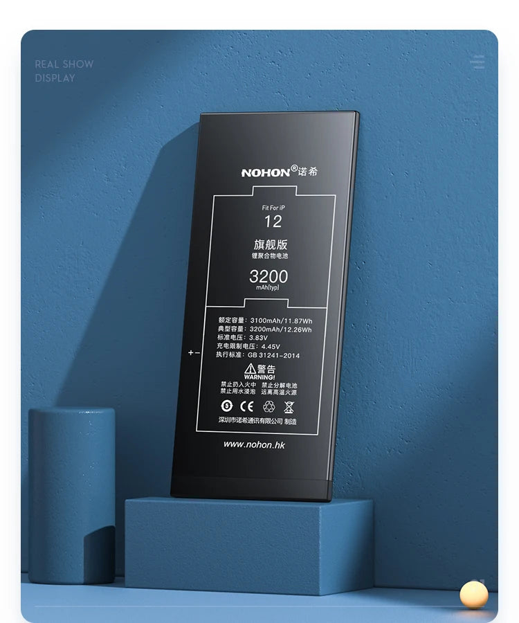 NOHON High Capacity Phone Battery for iPhone 15 Pro MAX 14 13 12 Pro 11 X XR XS 12Mini 13Pro SE SE2 SE3 Lithium Polymer Battery