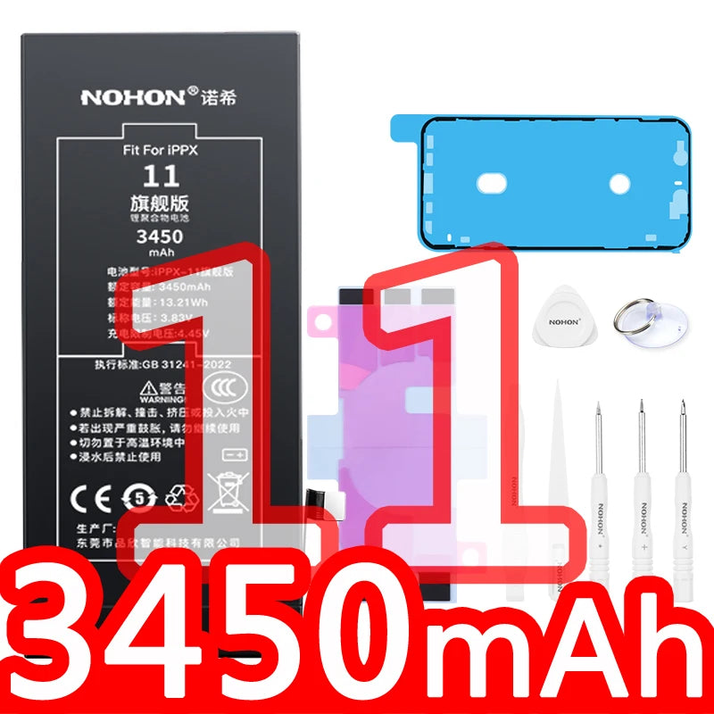 NOHON High Capacity Phone Battery for iPhone 15 Pro MAX 14 13 12 Pro 11 X XR XS 12Mini 13Pro SE SE2 SE3 Lithium Polymer Battery