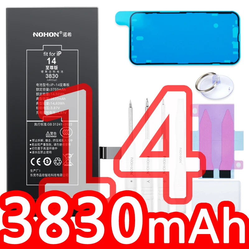 NOHON High Capacity Phone Battery for iPhone 15 Pro MAX 14 13 12 Pro 11 X XR XS 12Mini 13Pro SE SE2 SE3 Lithium Polymer Battery
