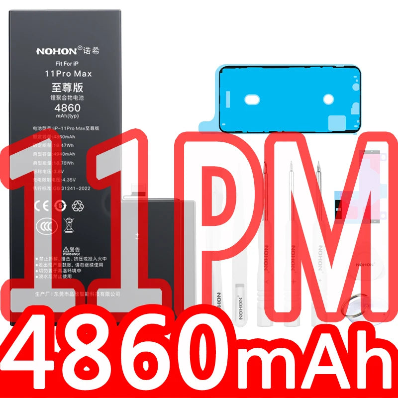 NOHON High Capacity Phone Battery for iPhone 15 Pro MAX 14 13 12 Pro 11 X XR XS 12Mini 13Pro SE SE2 SE3 Lithium Polymer Battery