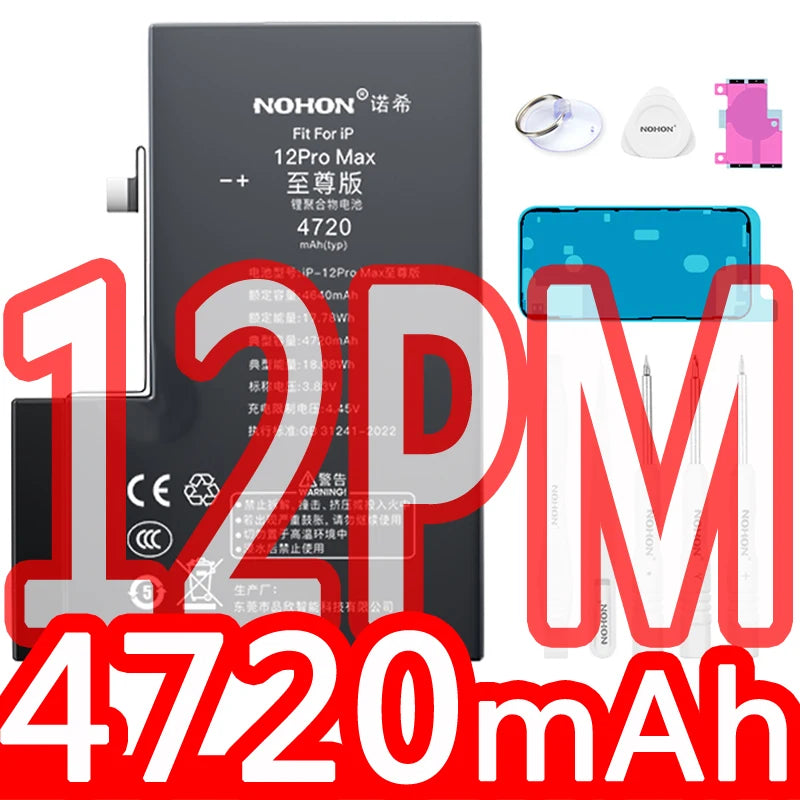 NOHON High Capacity Phone Battery for iPhone 15 Pro MAX 14 13 12 Pro 11 X XR XS 12Mini 13Pro SE SE2 SE3 Lithium Polymer Battery