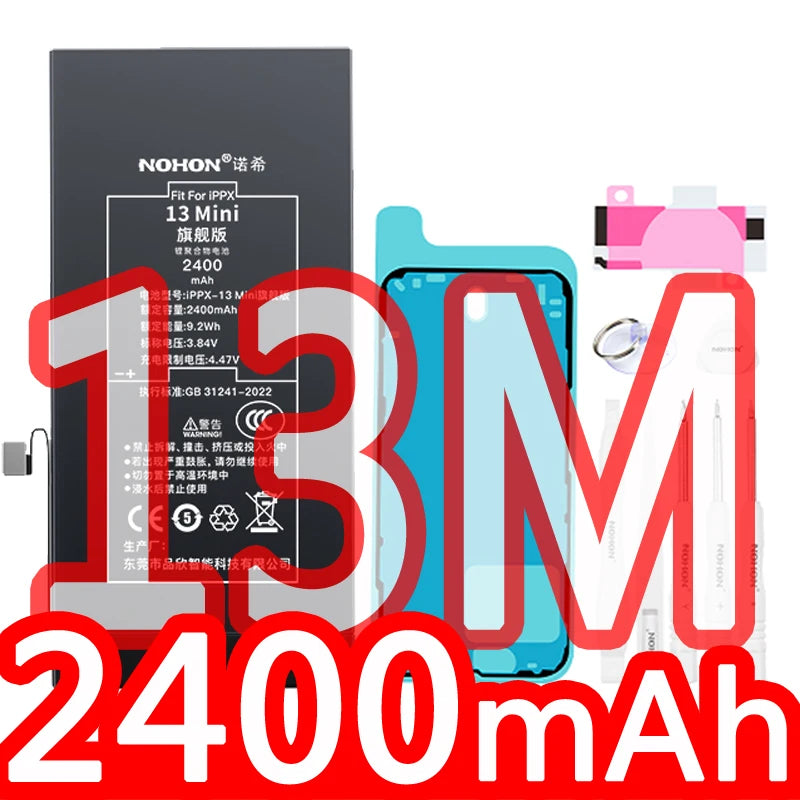 NOHON High Capacity Phone Battery for iPhone 15 Pro MAX 14 13 12 Pro 11 X XR XS 12Mini 13Pro SE SE2 SE3 Lithium Polymer Battery