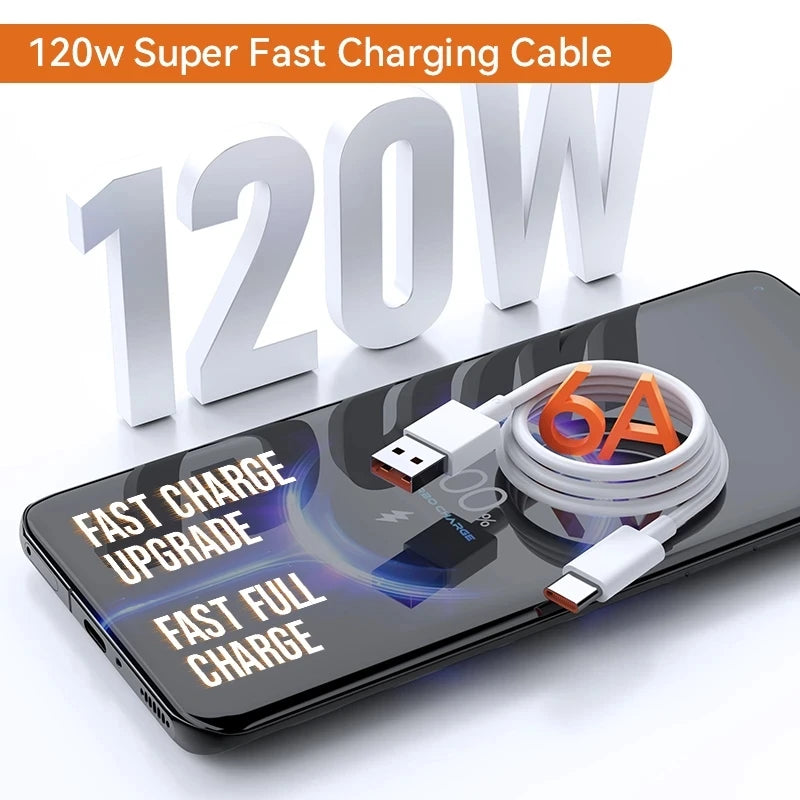 120W Turbo Fast Charging USB-C Cable for Xiaomi & Redmi