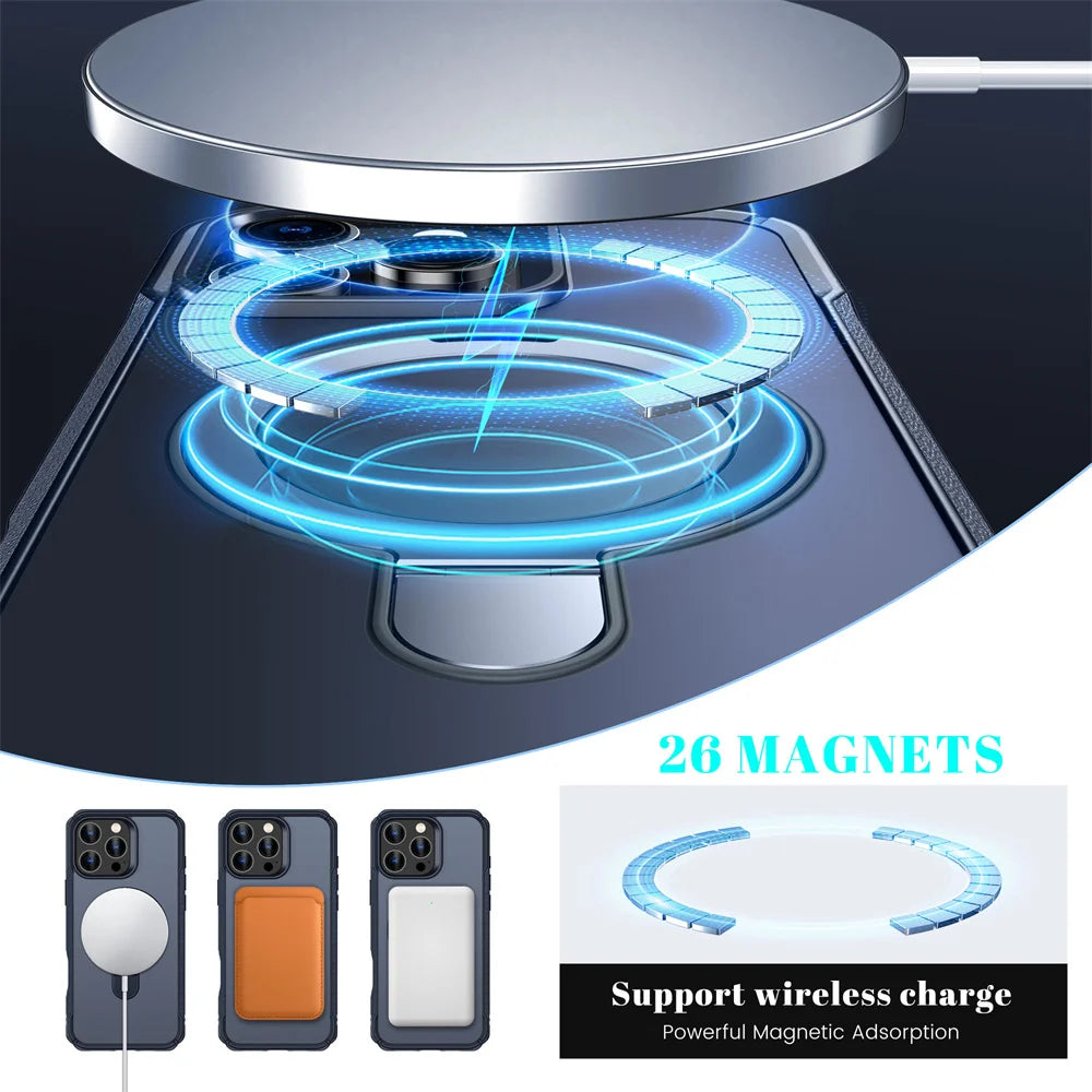 MagSafe Foldable Magnetic Stand Case for iPhone 11–17 Pro Max