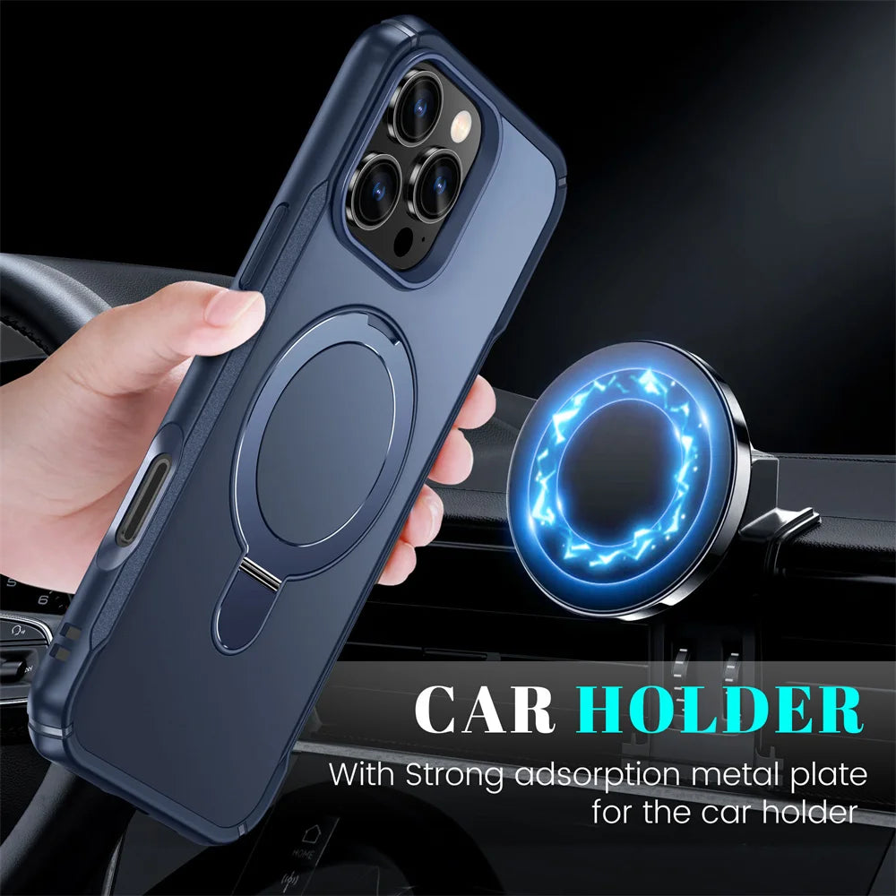 MagSafe Foldable Magnetic Stand Case for iPhone 11–17 Pro Max
