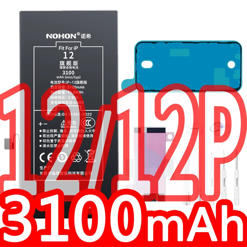 NOHON High Capacity Phone Battery for iPhone 15 Pro MAX 14 13 12 Pro 11 X XR XS 12Mini 13Pro SE SE2 SE3 Lithium Polymer Battery