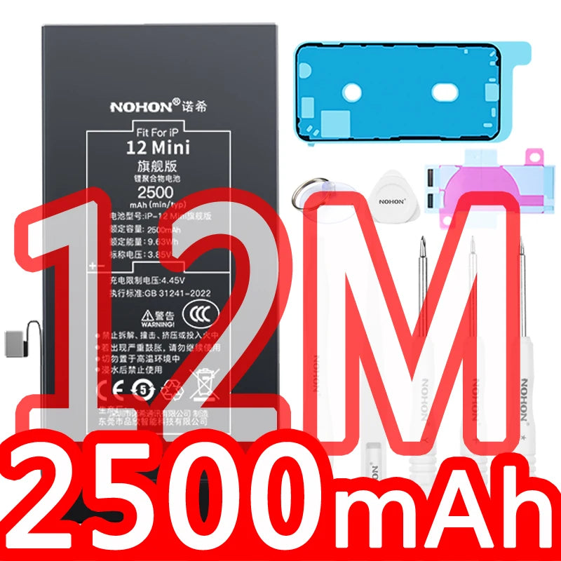 NOHON High Capacity Phone Battery for iPhone 15 Pro MAX 14 13 12 Pro 11 X XR XS 12Mini 13Pro SE SE2 SE3 Lithium Polymer Battery