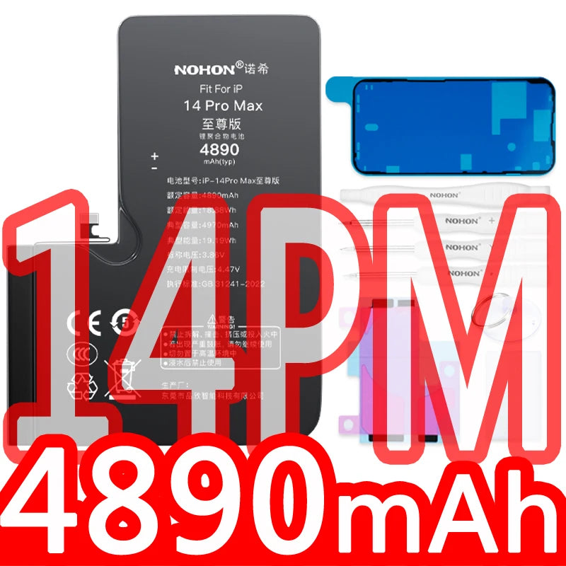 NOHON High Capacity Phone Battery for iPhone 15 Pro MAX 14 13 12 Pro 11 X XR XS 12Mini 13Pro SE SE2 SE3 Lithium Polymer Battery