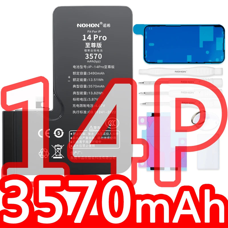 NOHON High Capacity Phone Battery for iPhone 15 Pro MAX 14 13 12 Pro 11 X XR XS 12Mini 13Pro SE SE2 SE3 Lithium Polymer Battery