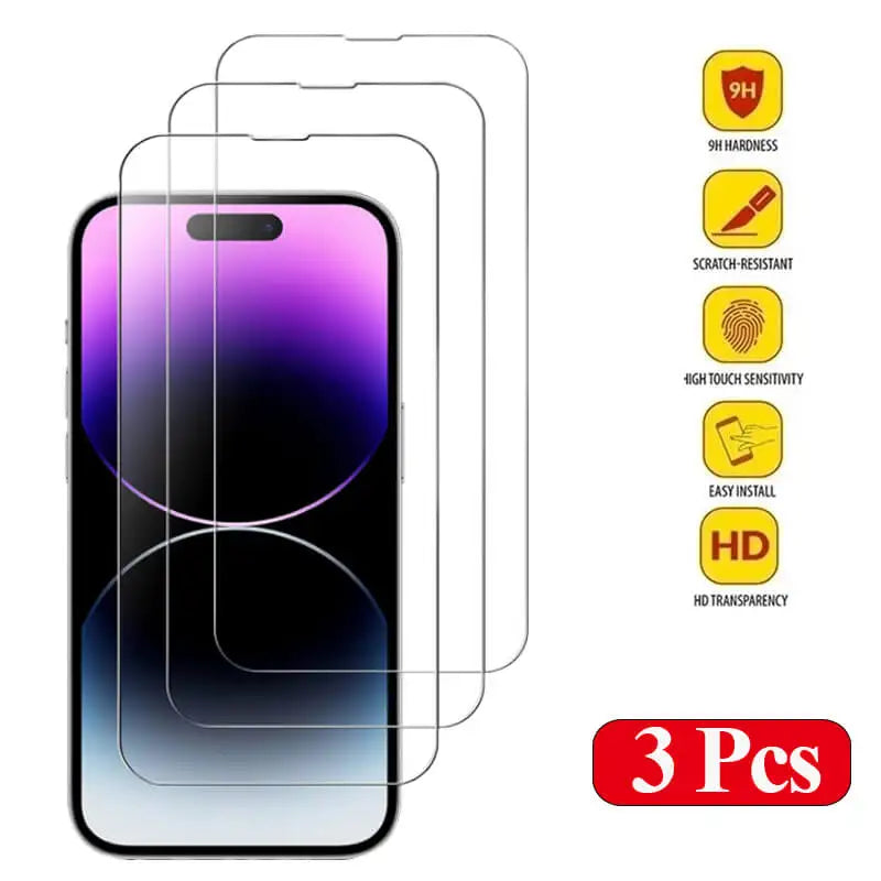 Tempered Glass Screen Protector for iPhone 11–17 Pro Max