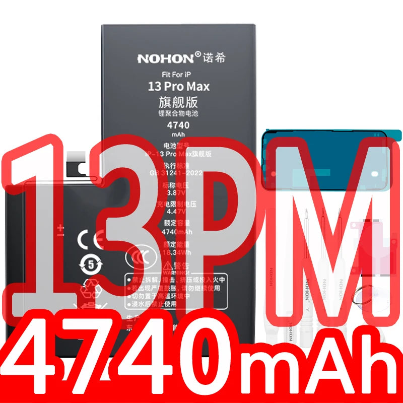 NOHON High Capacity Phone Battery for iPhone 15 Pro MAX 14 13 12 Pro 11 X XR XS 12Mini 13Pro SE SE2 SE3 Lithium Polymer Battery
